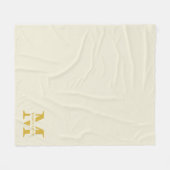 Neutral Beige Gold Monogram Fleecedecke (Vorderseite (Horizontal))