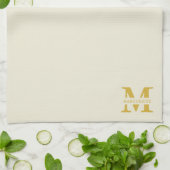 Neutral Beige Gold Monogram Geschirrtuch (Gefaltet)
