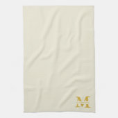 Neutral Beige Gold Monogram Geschirrtuch (Vertikal)