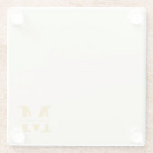 Neutral Beige Gold Monogram Glasuntersetzer (Rückseite)