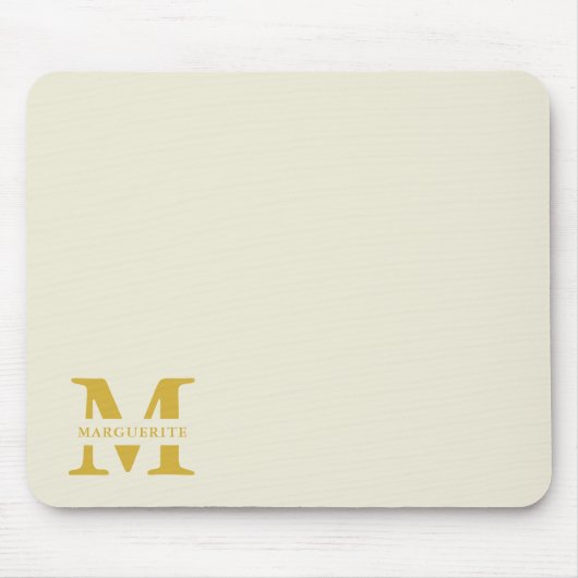Neutral Beige Gold Monogram Mousepad (Vorne)