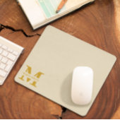 Neutral Beige Gold Monogram Mousepad
