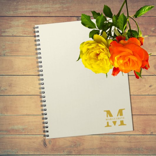 Neutral Beige Gold Monogram Notizblock