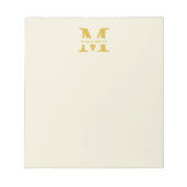 Neutral Beige Gold Monogram Notizblock (Vorderseite)
