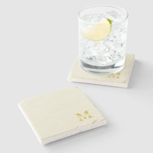 Neutral Beige Gold Monogram Steinuntersetzer