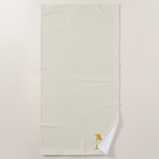 Neutral Beige Gold Monogram Strandtuch (Vorderseite)