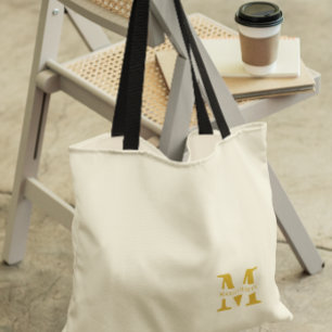 Neutral Beige Gold Monogram Tasche
