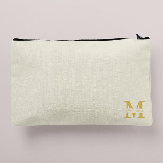 Neutral Beige Gold Monogram Zubehörtasche