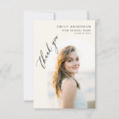 Neutral Beige Graduate Simple Foto Abschluss Dankeskarte (Vorderseite)