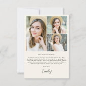 Neutral Beige Graduate Simple Foto Abschluss Dankeskarte (Rückseite)