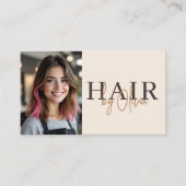 Neutral Beige Hair Stylist Photo QR Code  Visitenkarte (Vorderseite)