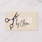 Neutral Beige Hair Stylist Scissors QR Code Visitenkarte (Vorderseite)