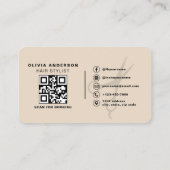 Neutral Beige Hair Stylist Scissors QR Code Visitenkarte (Rückseite)