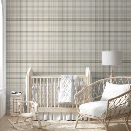 Neutral Beige Kariert-Modernes Bauernhaus Tartan A Tapete