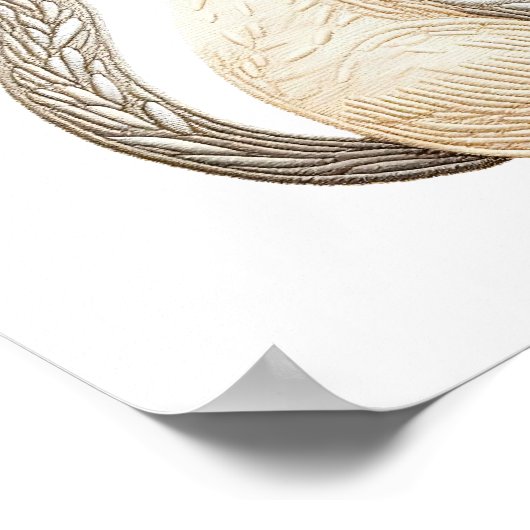 Neutral Beige Kitty bestickt Boho Cat Poster (Ecke)