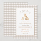Neutral Beige Little Bunny Baby Shower Invitation Einladung (Vorne/Hinten)