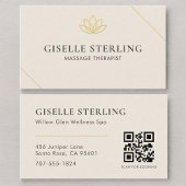 Neutral Beige Massage Therapist QR Code Visitenkarte