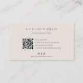 Neutral Beige Minimal Herzklettern QR Code Elegant Treuekarte (Rückseite)