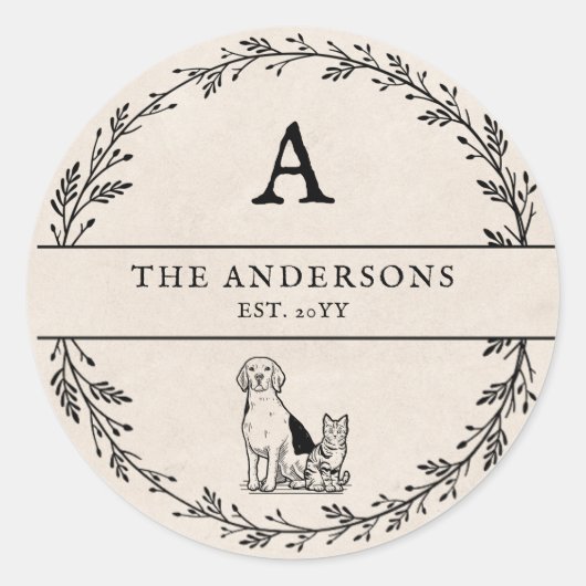 Neutral Beige Minimalistisches, frisch gezogenes G Runder Aufkleber (Vorderseite)