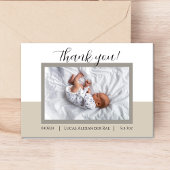 Neutral Beige Neues Geborenes Baby Danke Karte