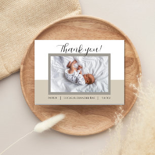 Neutral Beige Neues Geborenes Baby Danke Karte