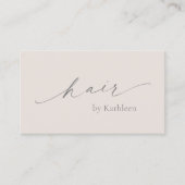 Neutral Beige QR Code Eleganter Haar Stylist Moder Visitenkarte (Vorderseite)