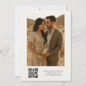 Neutral Beige QR Code Foto Hochzeit Einladung (Rückseite)