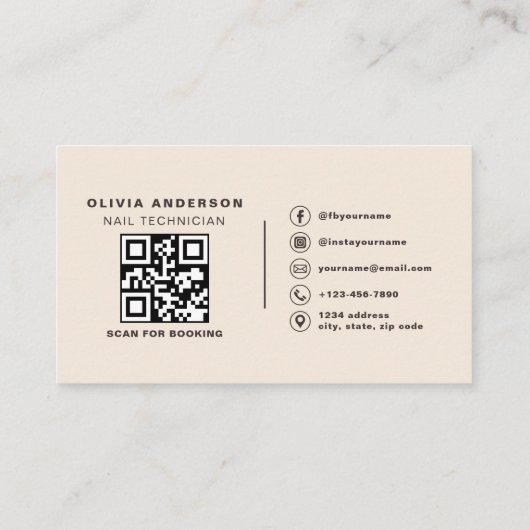 Neutral Beige QR Code Hair Salon Loyalty Card Treuekarte (Rückseite)