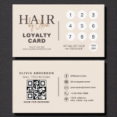 Neutral Beige QR Code Hair Salon Loyalty Card Treuekarte