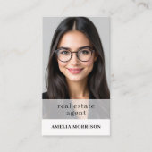 Neutral Beige Real Anwesen Agent QR Code Foto Visitenkarte (Vorderseite)