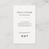 Neutral Beige Real Estate Agent Minimal Modern Visitenkarte (Rückseite)