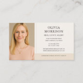 Neutral Beige Real Estate Agent Photo Visitenkarte (Vorderseite)
