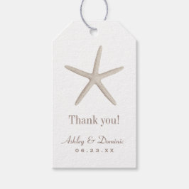 Neutral Beige Starfish Beach Wedding Monogram Geschenkanhänger
