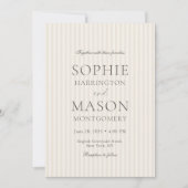 Neutral Beige Stripe Wedding Invitation Einladung (Vorderseite)