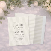 Neutral Beige Stripe Wedding Invitation Einladung