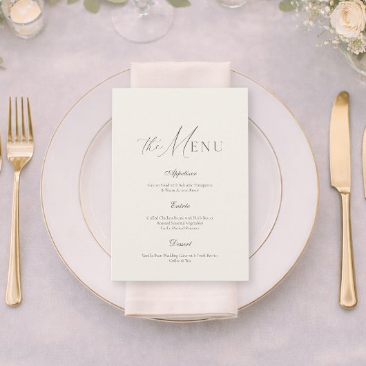 Neutral Beige Stripe Wedding Menu Einladung