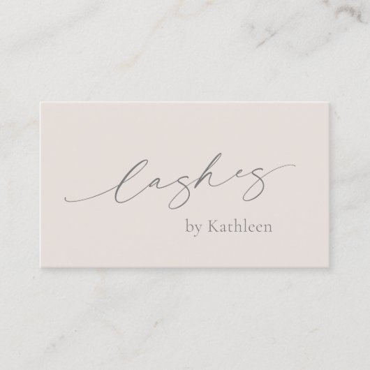 Neutral Beige Tan QR Code Elegante Lashes Moderne Visitenkarte (Vorderseite)