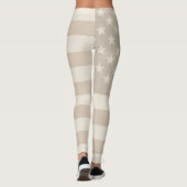 Neutral Beige, Tan, & White American Flag Earthy  Leggings (Rückseite)