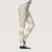 Neutral Beige, Tan, & White American Flag Earthy  Leggings (Rechts)