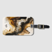 Neutral-Beige und Abstrakt-Goldsieb Gepäckanhänger (Vorderseite (Horizontal))