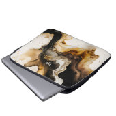 Neutral-Beige und Abstrakt-Goldsieb Laptopschutzhülle (Vorne Knopf)