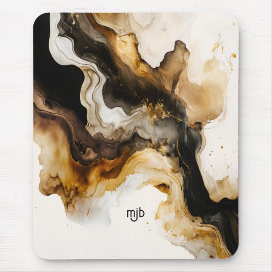 Neutral-Beige und Abstrakt-Goldsieb Mousepad (Vorne)