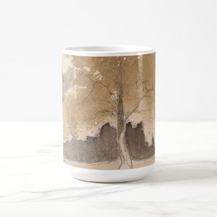 Neutral Beige Vintage Baumskizze Kaffeetasse