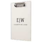 Neutral Beruflich Simple Monogram Minimalistisch Klemmbrett (Links)