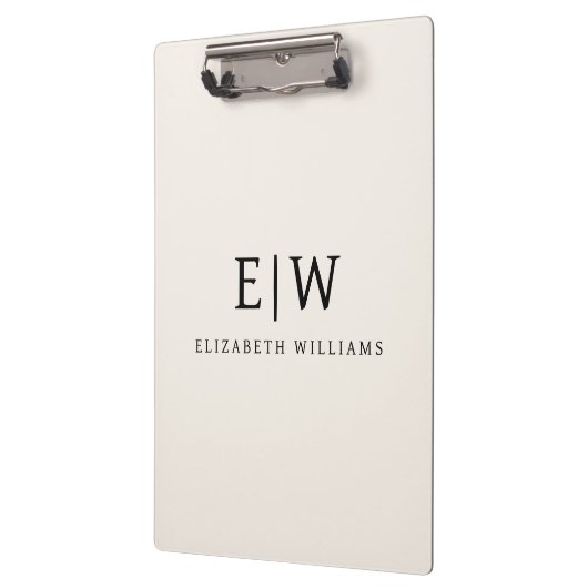Neutral Beruflich Simple Monogram Minimalistisch Klemmbrett (Links)