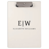 Neutral Beruflich Simple Monogram Minimalistisch Klemmbrett (Vorderseite)