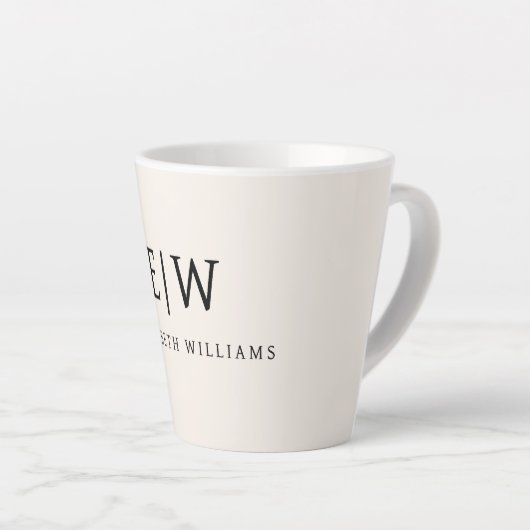 Neutral Beruflich Simple Monogram Minimalistisch Milchtasse (Rechte Ecke)