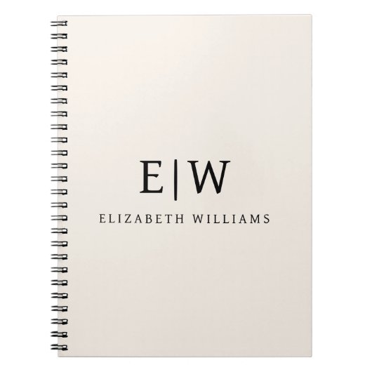 Neutral Beruflich Simple Monogram Minimalistisch Notizblock (Vorderseite)