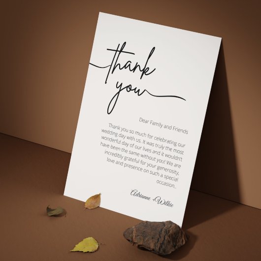 Neutral Black and White Minimalist Wedding Dankeskarte