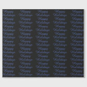 Neutral Black & Blue Plain Elegant Happy Holidays Geschenkpapier (Flach)